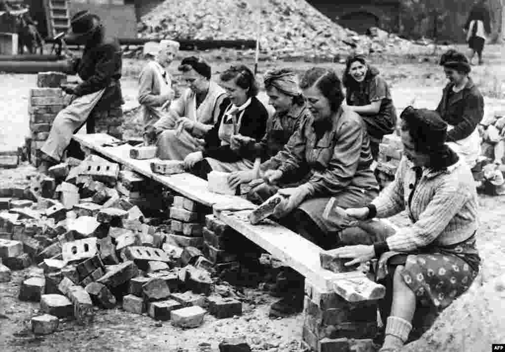 Women salvaging bricks from the rubble of their city for reuse. &nbsp; Many Russians were struck by the orderliness with which many Germans attempted to return to normality. Vasily Grossman described &ldquo;the ruins being tidied and swept&hellip;as if they were indoor rooms.&rdquo; &nbsp;