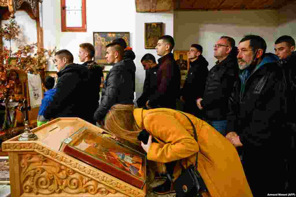 Ethnic Serbs in Kosovo attend mass in the village of Gusterica.&nbsp;