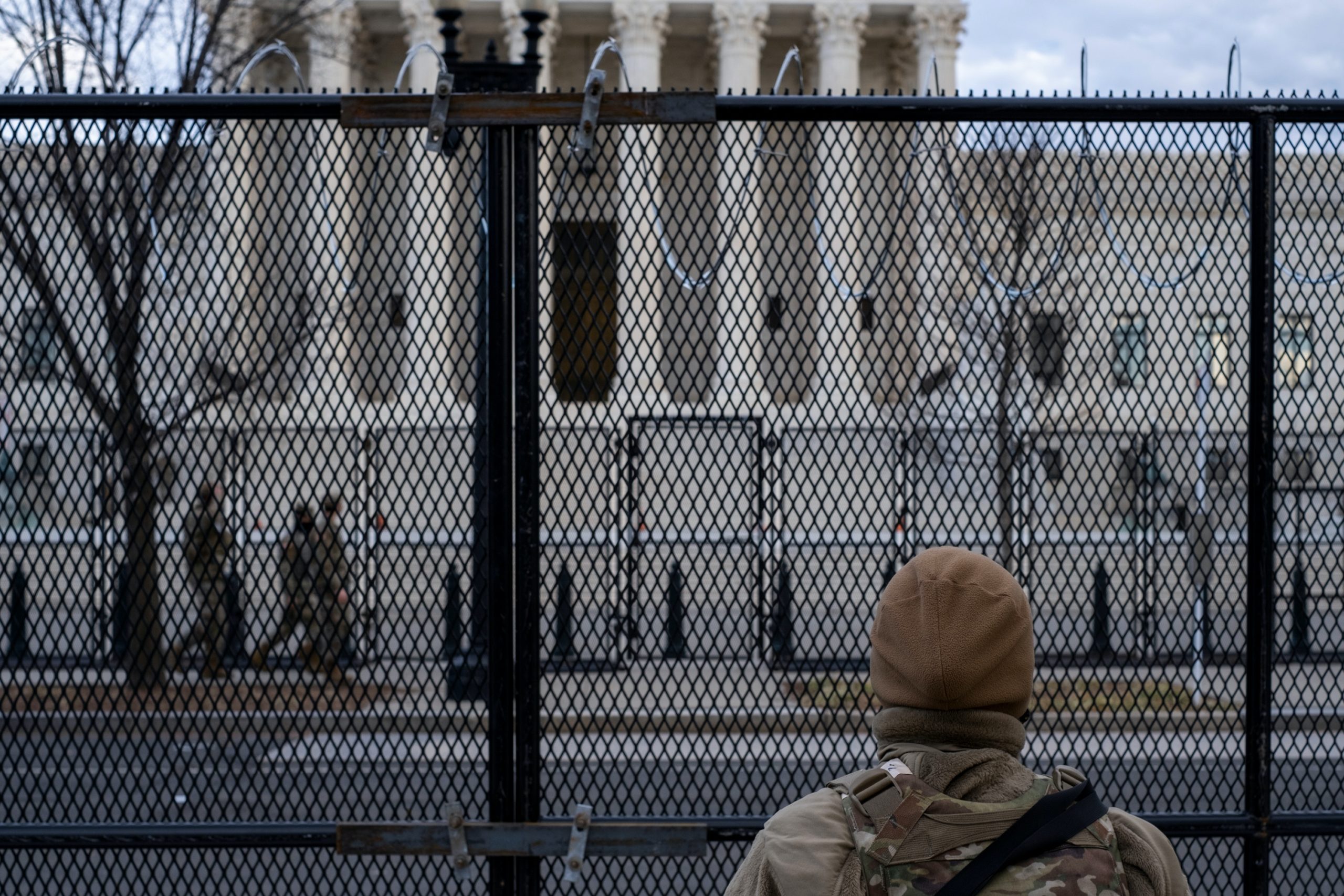 Security measures in place around the capitol building in Washington DC in preparation for the inauguration of President Joe Biden.