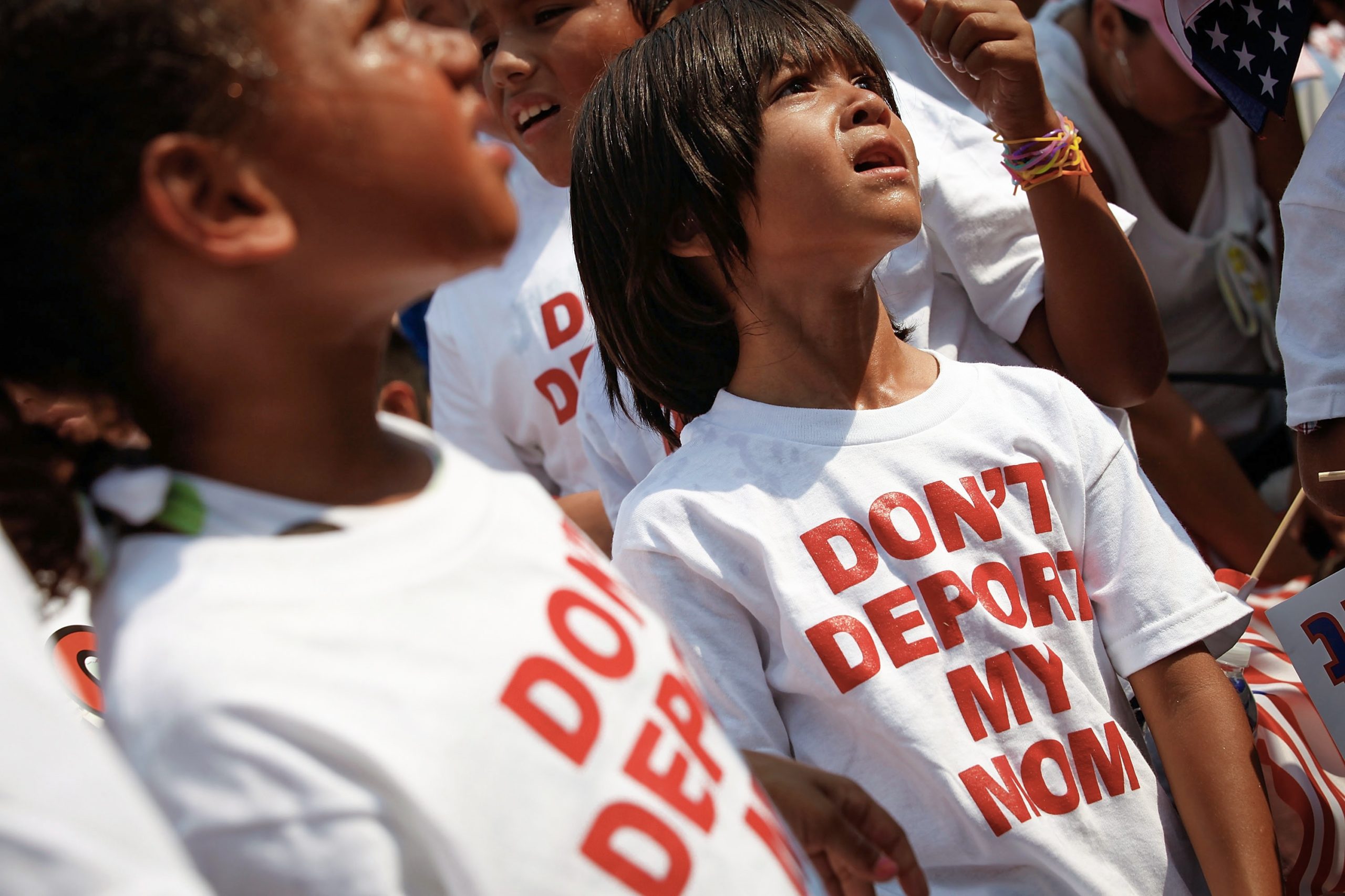 WASHINGTON - JULY 28:  Dozens of U.S.-born children from across the country traveled to the White House with their undocumented parents to march and demonstrate against recent deportations July 28, 2010 in Washington, DC. Organized by CASA de Maryland, Familias Latinas Unidas, and other organizations, marchers describing themselves as "Obama Orphans," or children whose parents have been deported, called on President Barack Obama to keep his campaign promise of comprehensive immigration reform.  (Photo by Chip Somodevilla/Getty Images)